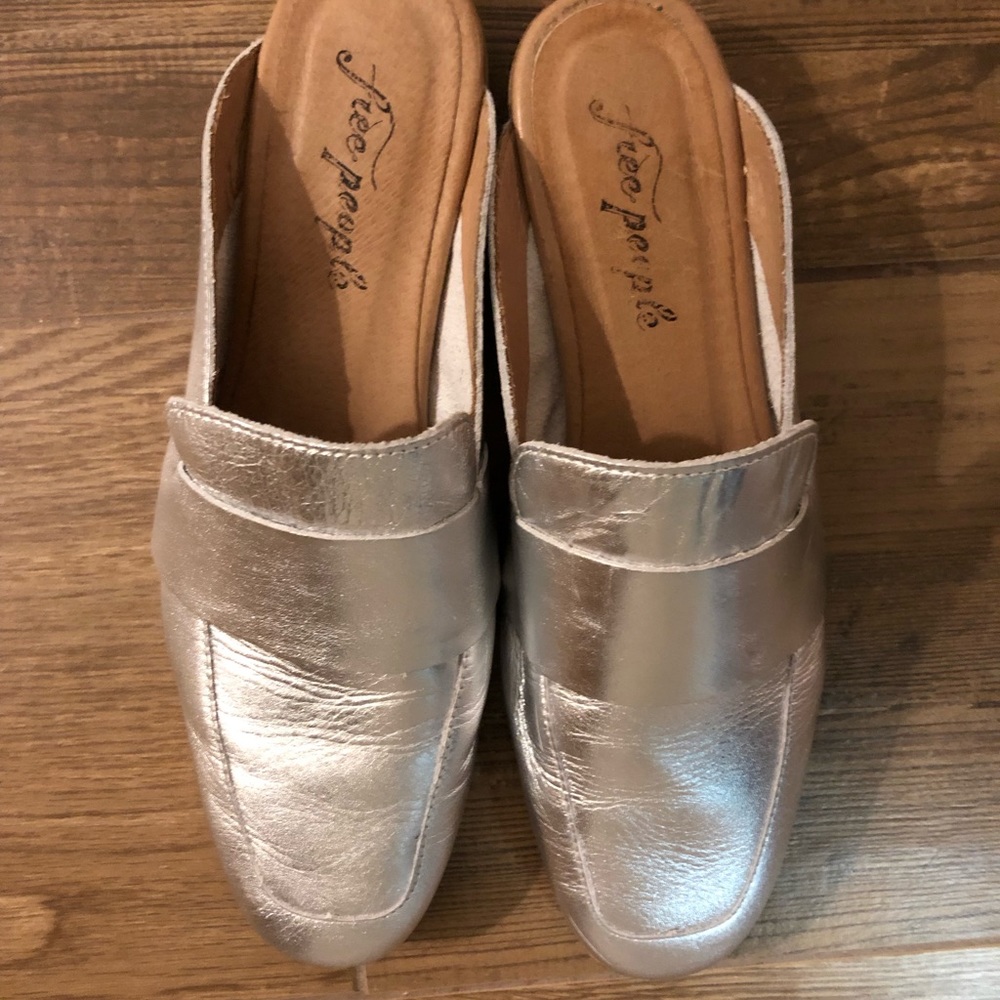 Free People Silver Mules